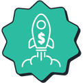 Greenlight Head start Icon Rocket ship with dollar sign symbol