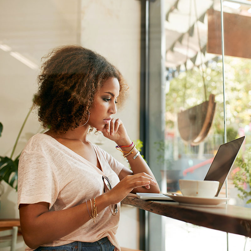 Woman using laptop