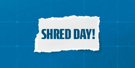 Shred Day heading over blue background