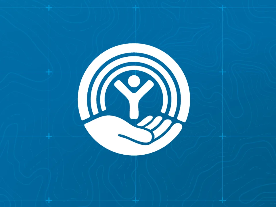 Blue topo background with United Way logo.