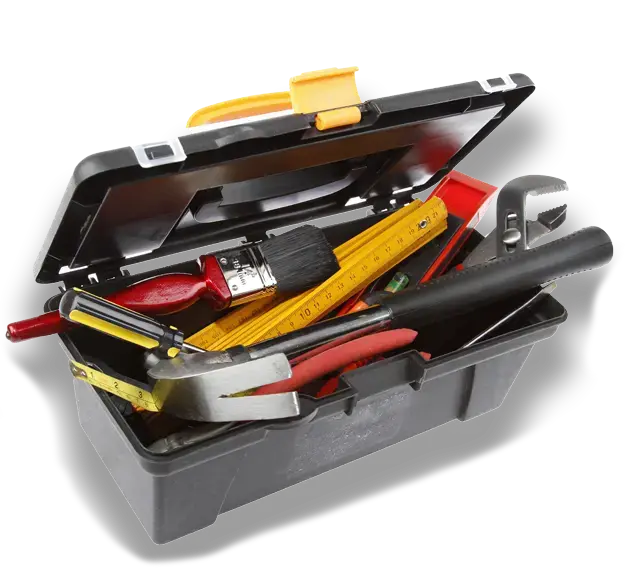 A tool box open showing various tools.