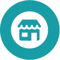 store icon in a teal circle