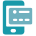 A icon of a phone with data showing.