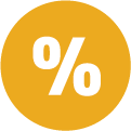 White percentage sign inside orange circle