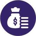 Money bag with stack of cash