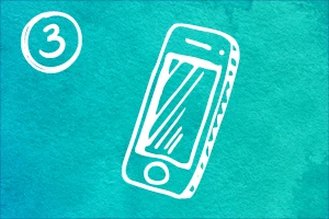 Gradient green background with cell phone in white animation.