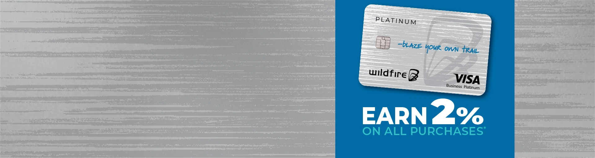 Business Platinum credit card on a blue and slate gray background showing earn 2% on purchases.