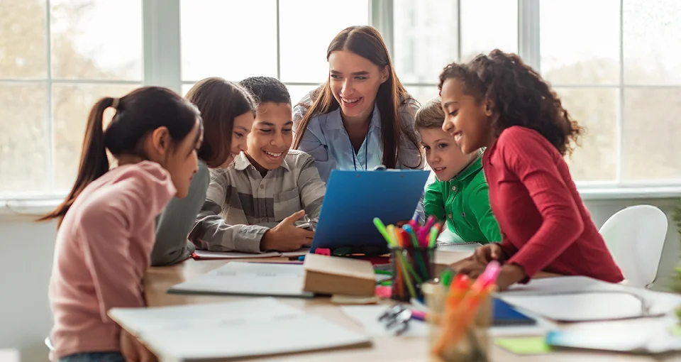 Children learning in a classroom
