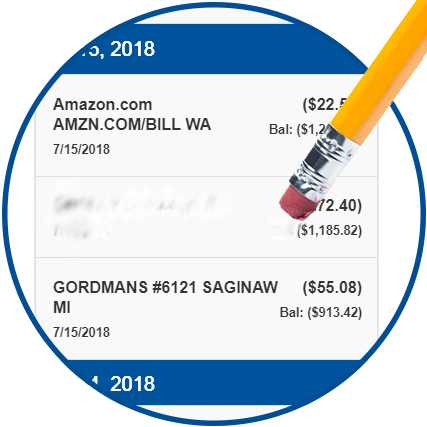 Pencil erasing a transaction