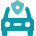 Teal icon of a car with a shield on top.